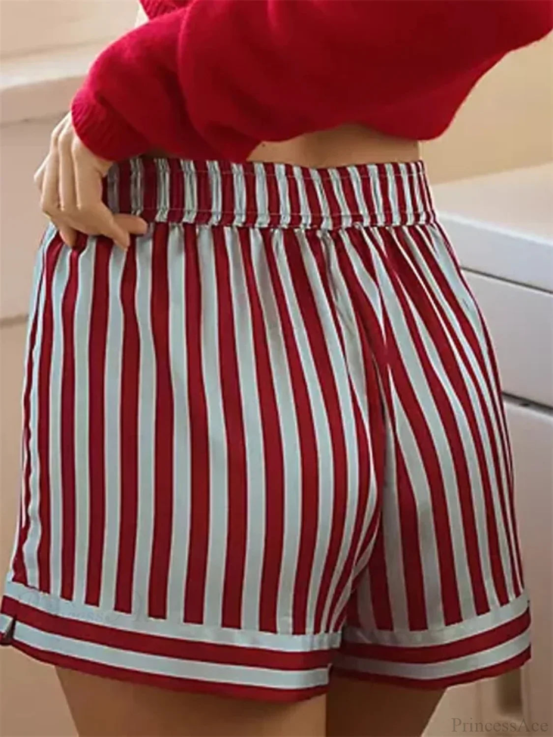 Striped Button Straight Leg Short