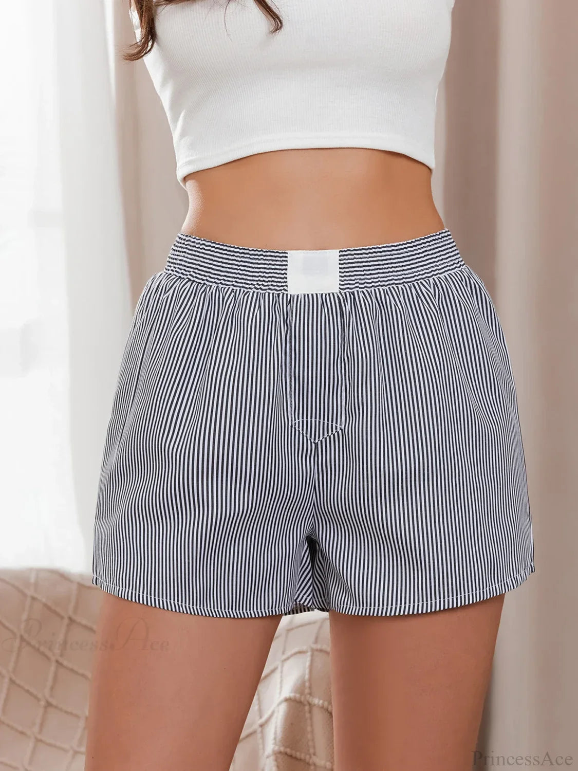Striped Loose Wide Leg Lounge Short