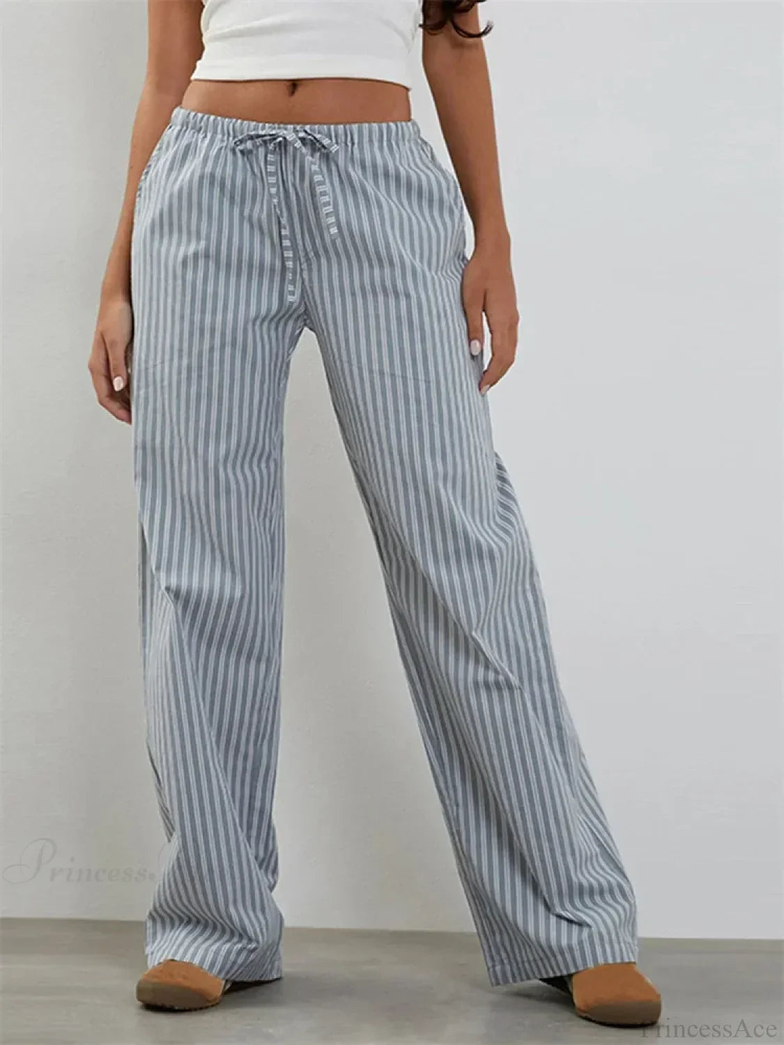 Striped Patchwork Drawstring Elastic Waist Pant