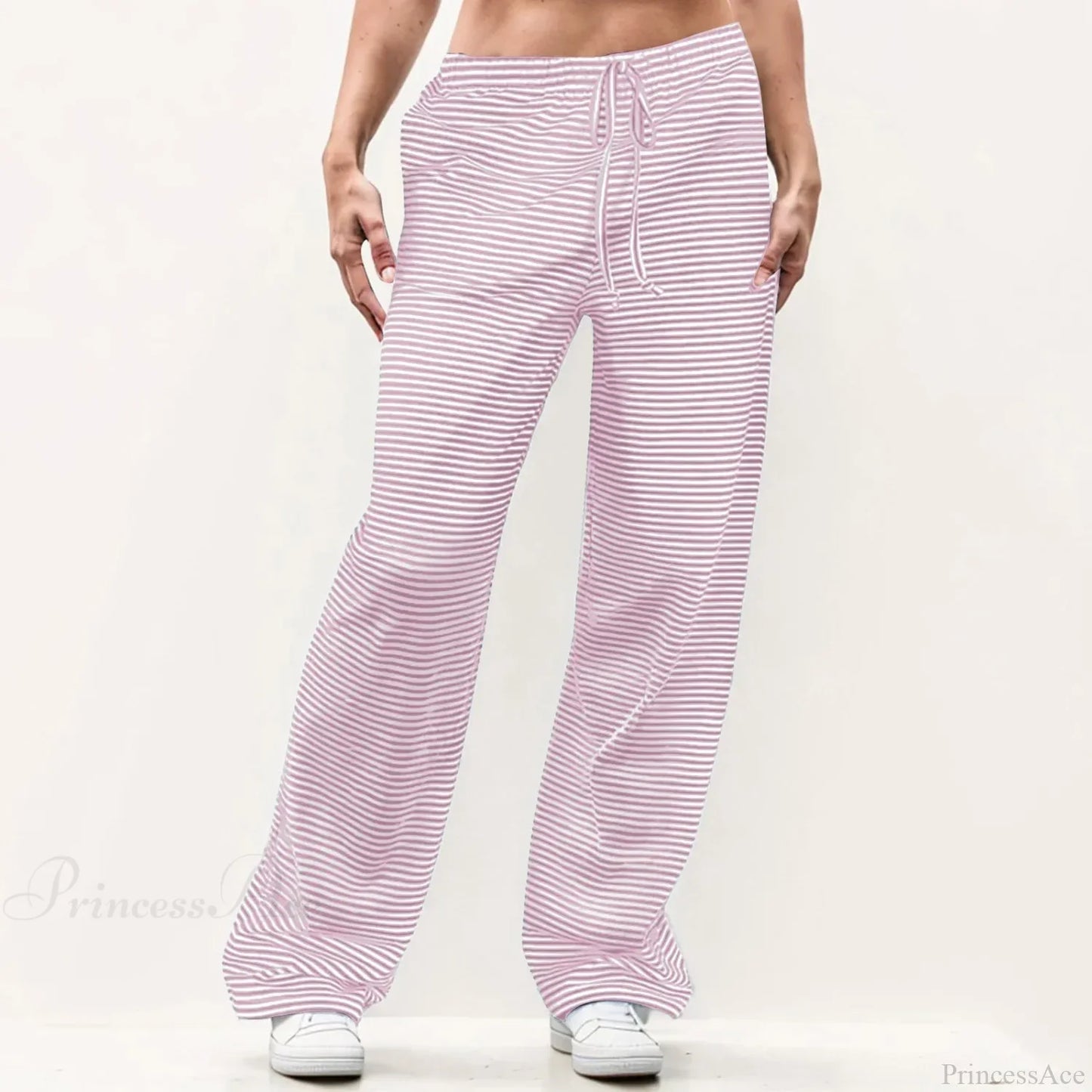 Striped Solid Wide Leg Pants