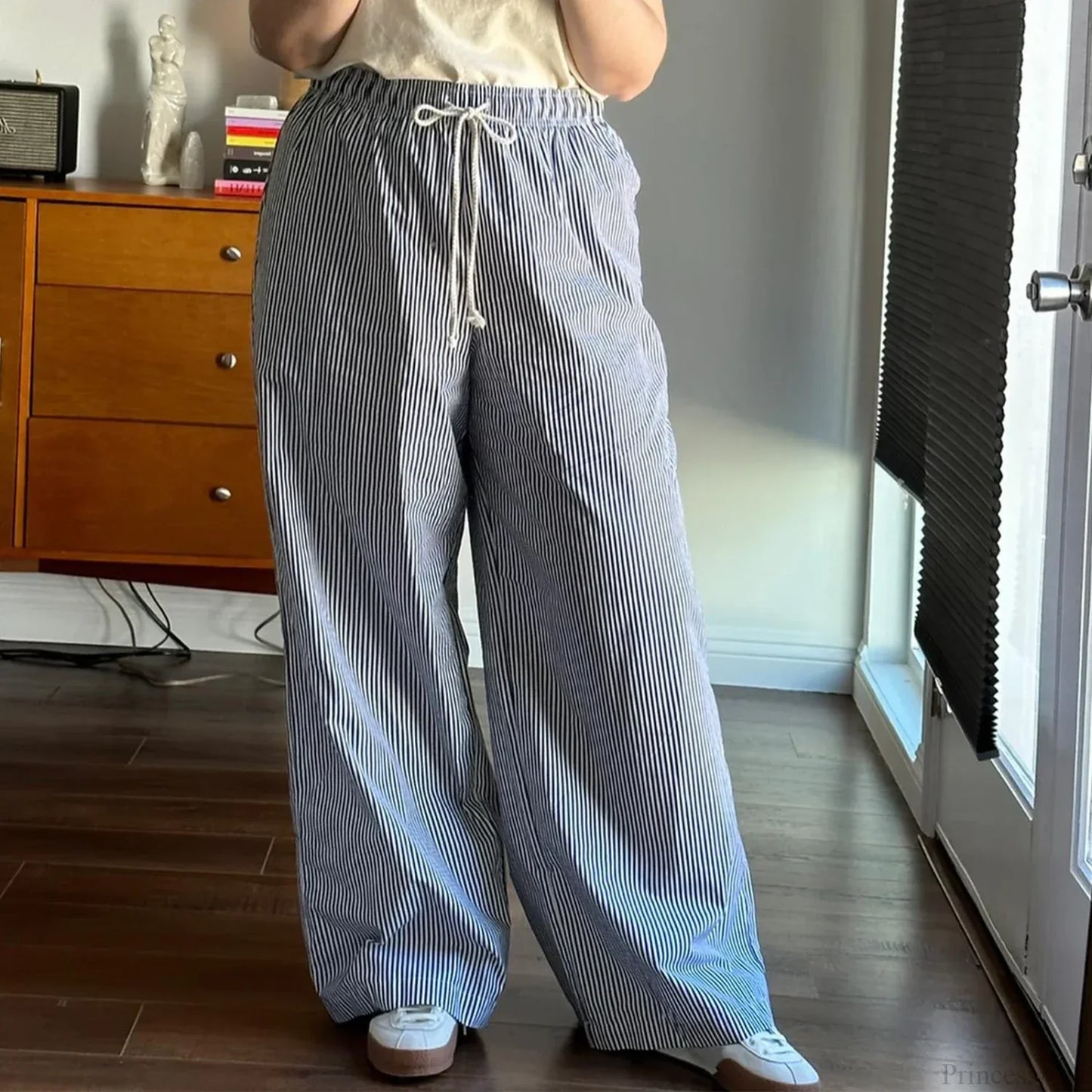 Striped Summer Loose Long Drawstring Pant