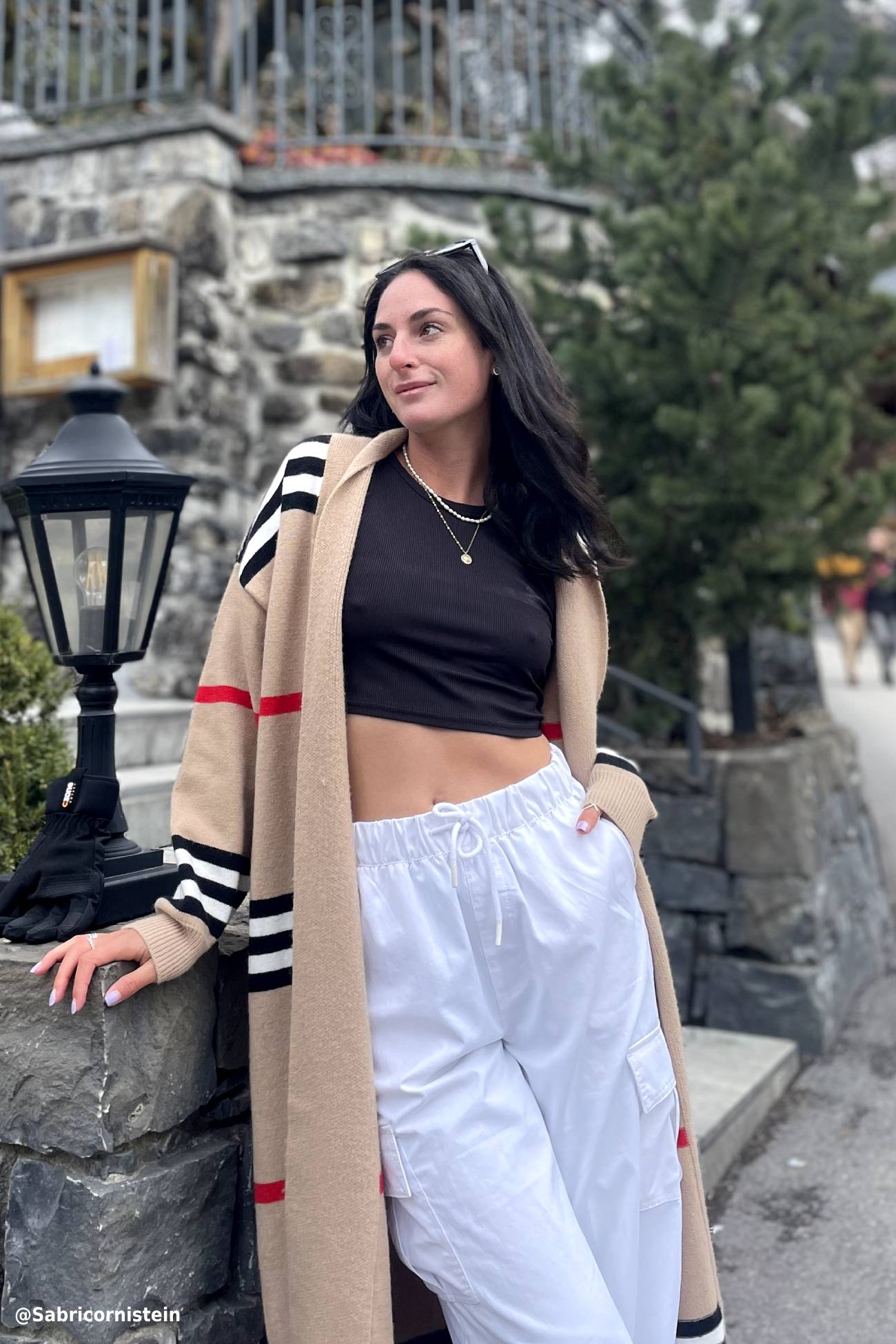 Nerea | Contrasting striped cardigan with an open front