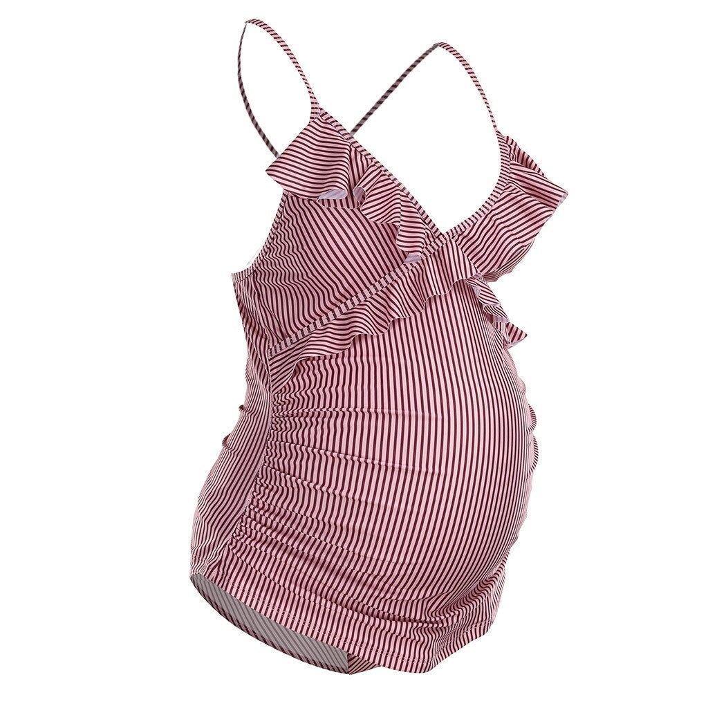 Yeva® | Maternity Swimsuit With Ruffles And Cross-Shoulder Straps