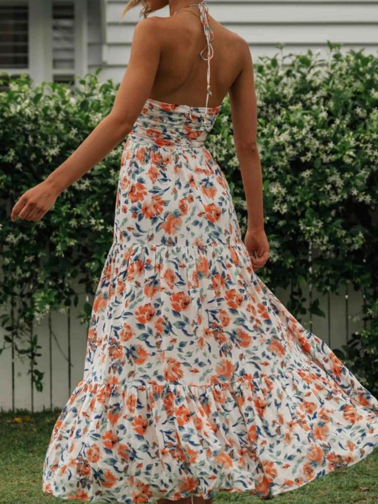 Blanca® | Halterneck Maxi Summer Dress With Floral Print
