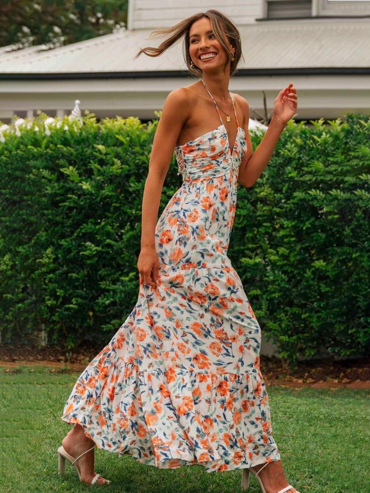Blanca® | Halterneck Maxi Summer Dress With Floral Print