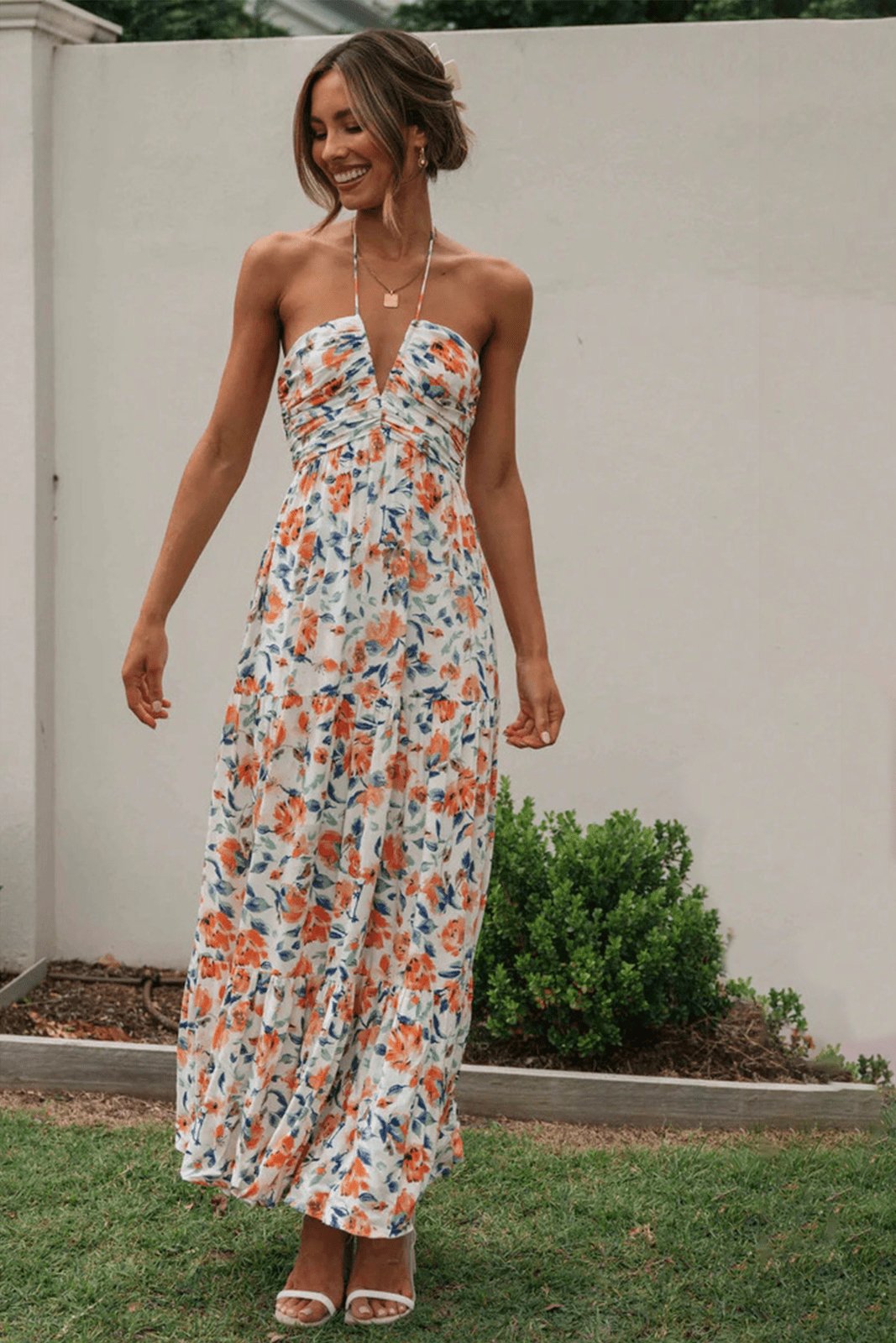 Blanca® | Halterneck Maxi Summer Dress With Floral Print
