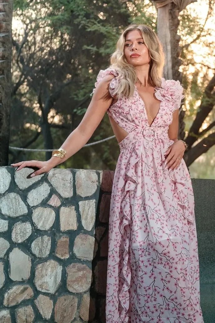 Xenia® | Maxi Dress With Floral Pattern And Cut-Outs