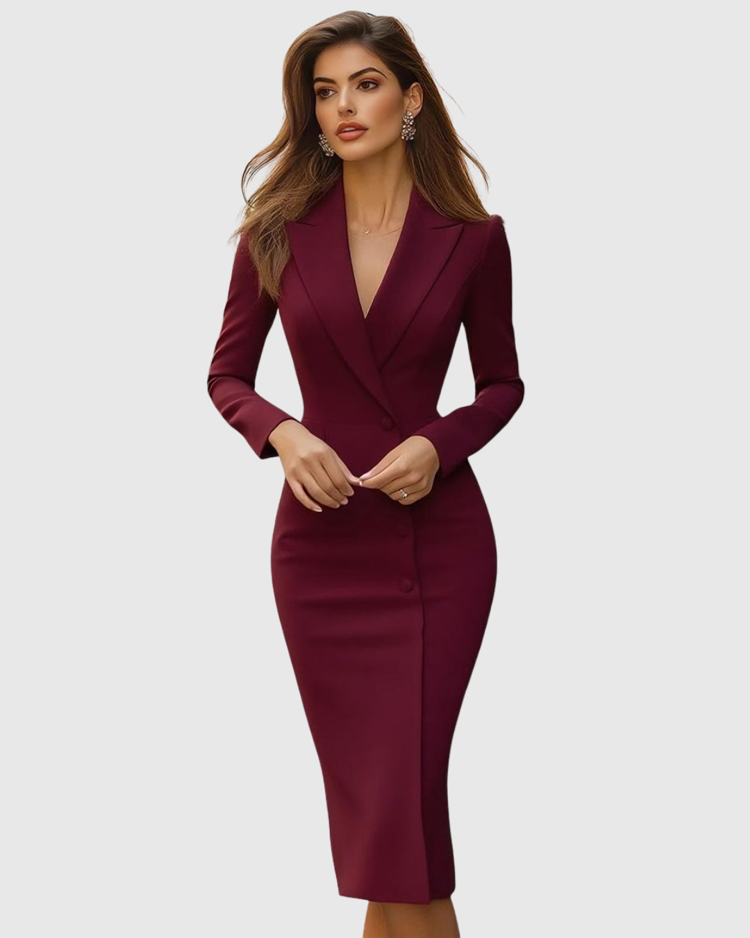 Teresa | Women's V-Neck Bodycon Midi Dress