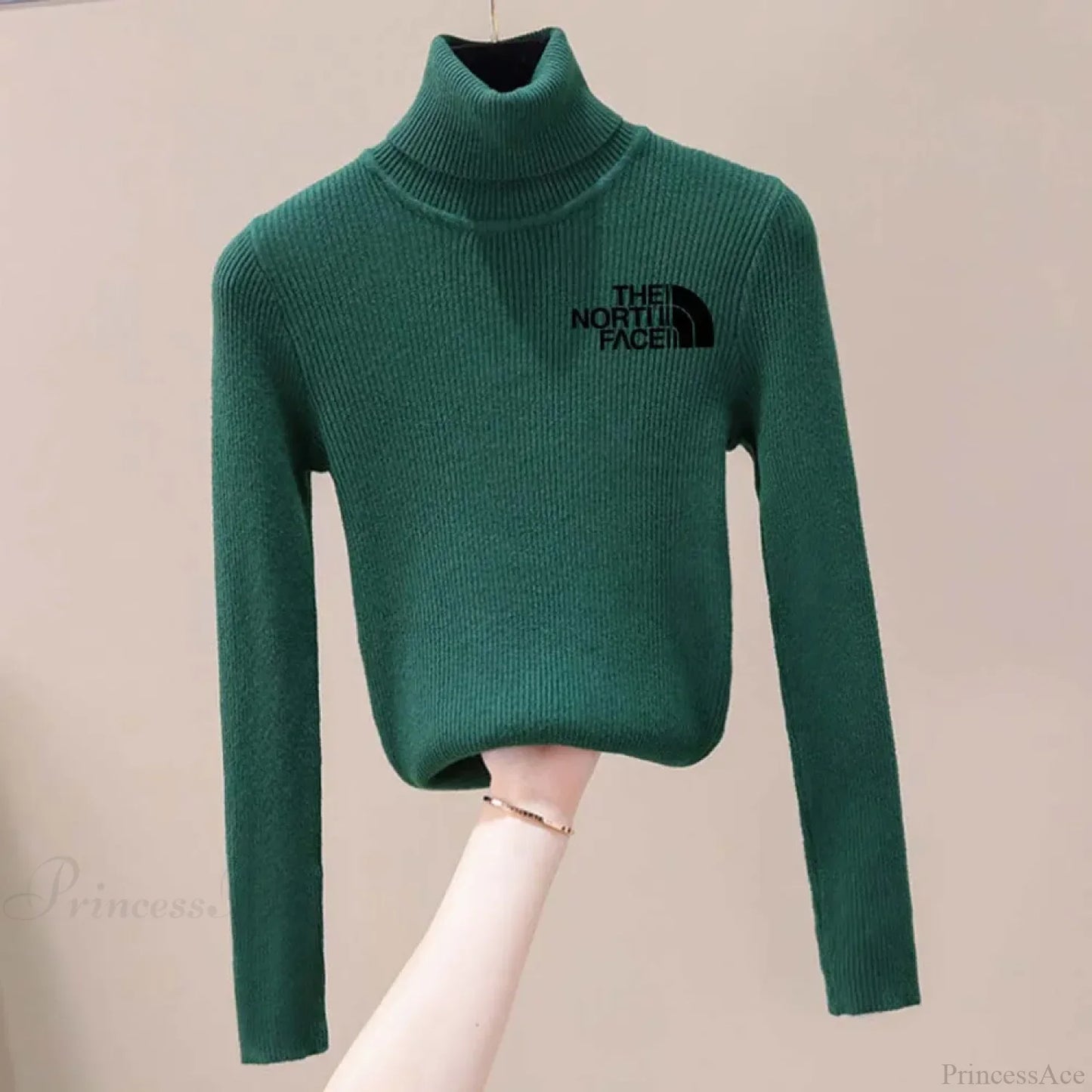 Thick Ribbed Sweater Cotton Turtleneck Knit Pullover Top