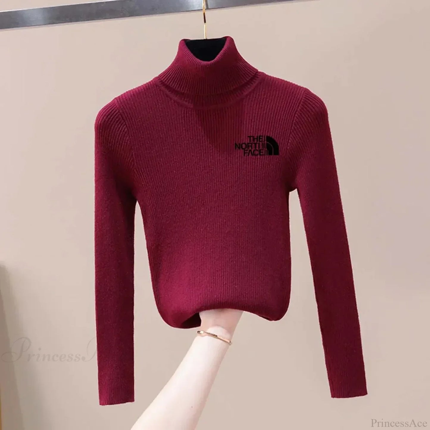 Thick Ribbed Sweater Cotton Turtleneck Knit Pullover Top
