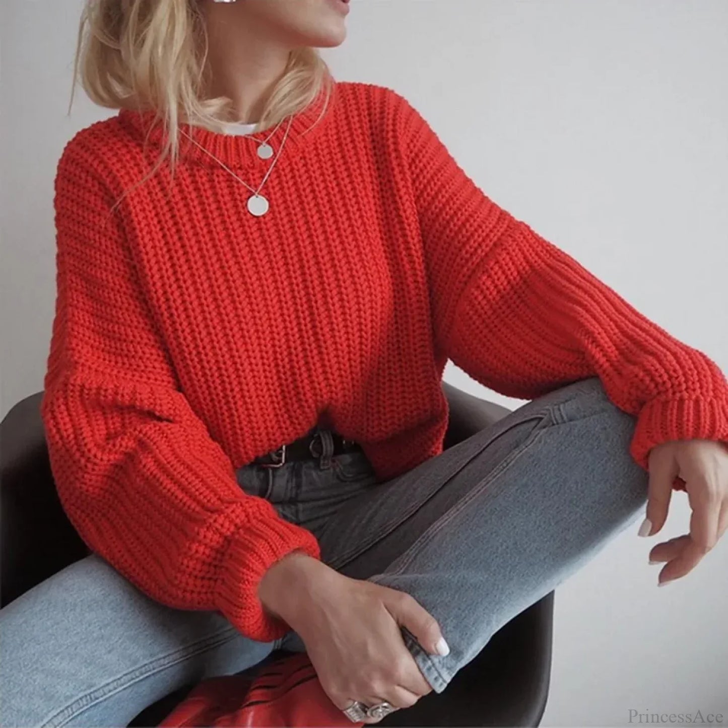 Three - Quarter Sleeve Elegant Khaki Sweater