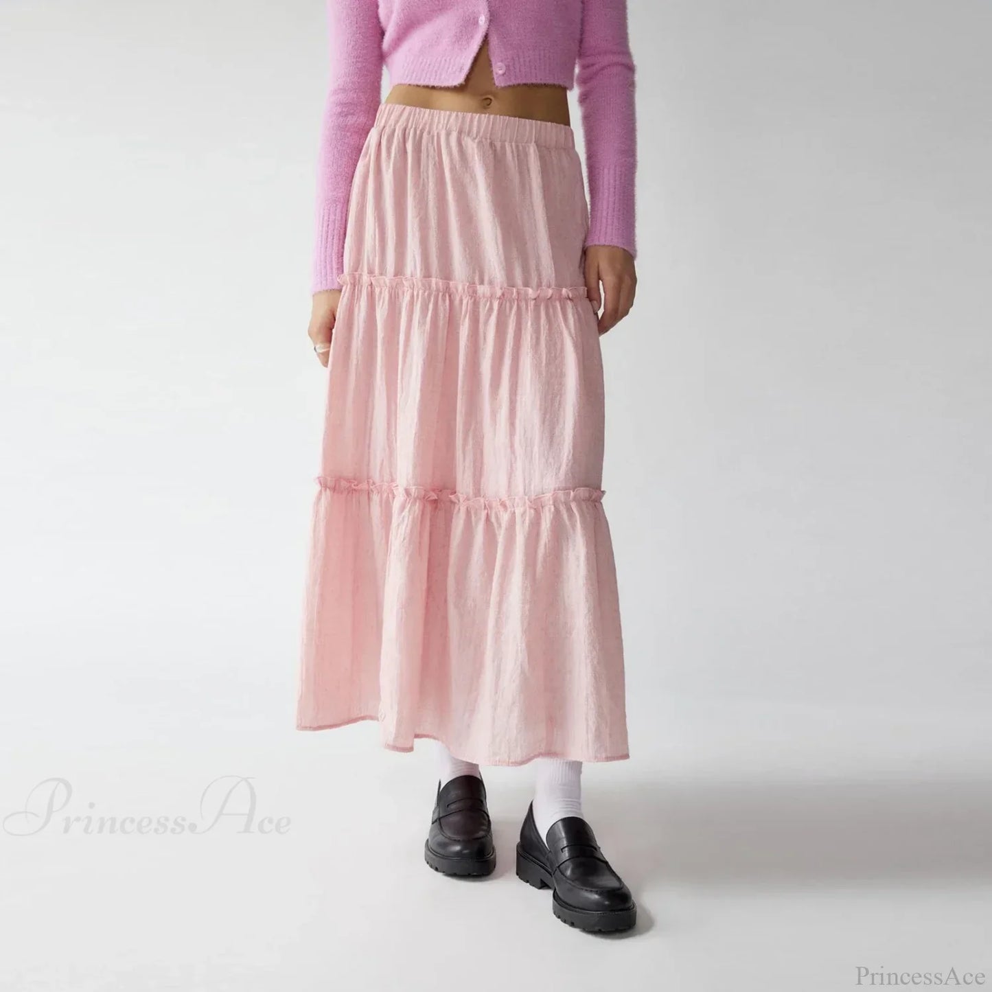Tiered Bohemian Frill Trim Skirt