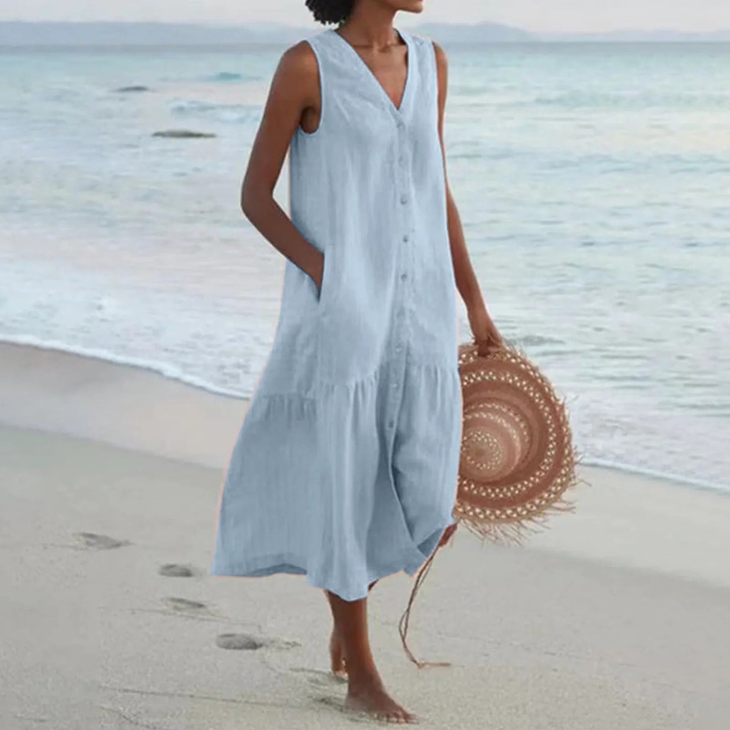 Tina | Women's Sleeveless A-Line Midi Dress