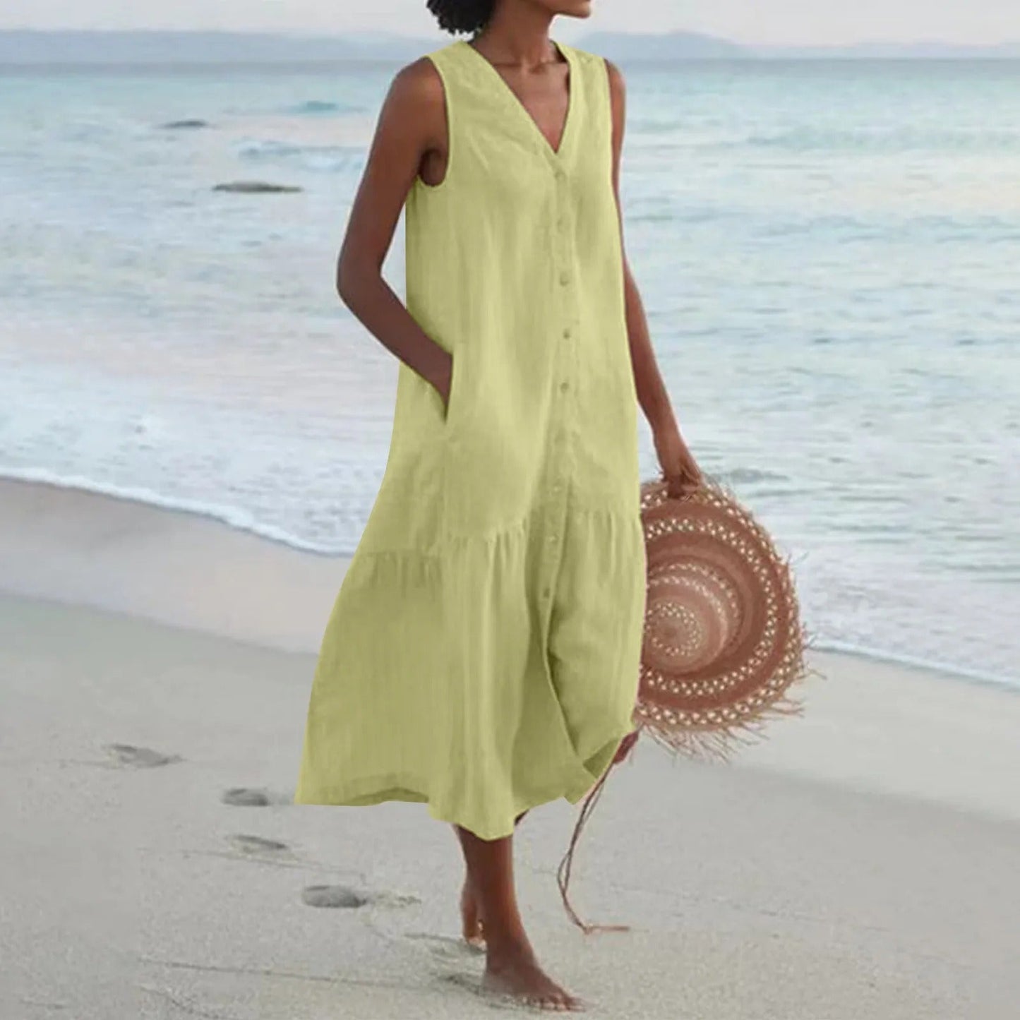 Tina | Women's Sleeveless A-Line Midi Dress