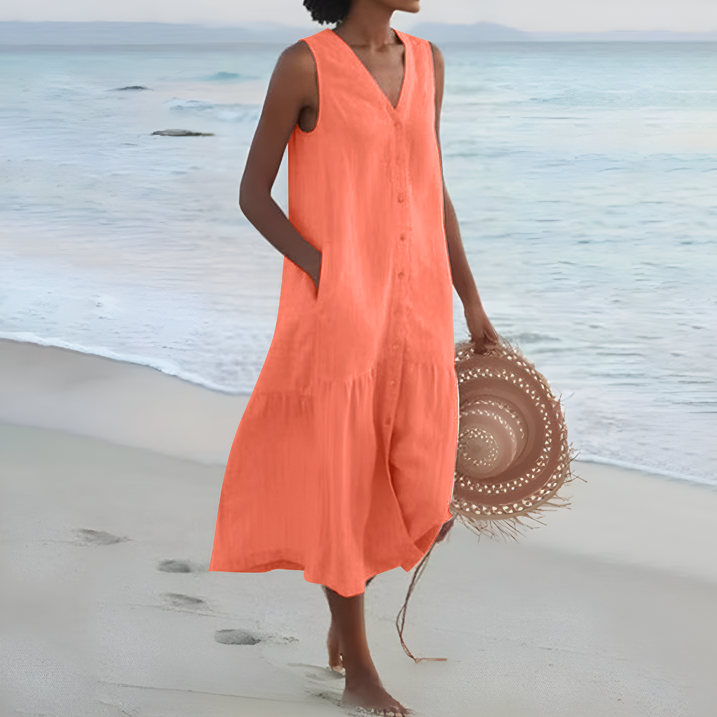 Tina | Women's Sleeveless A-Line Midi Dress