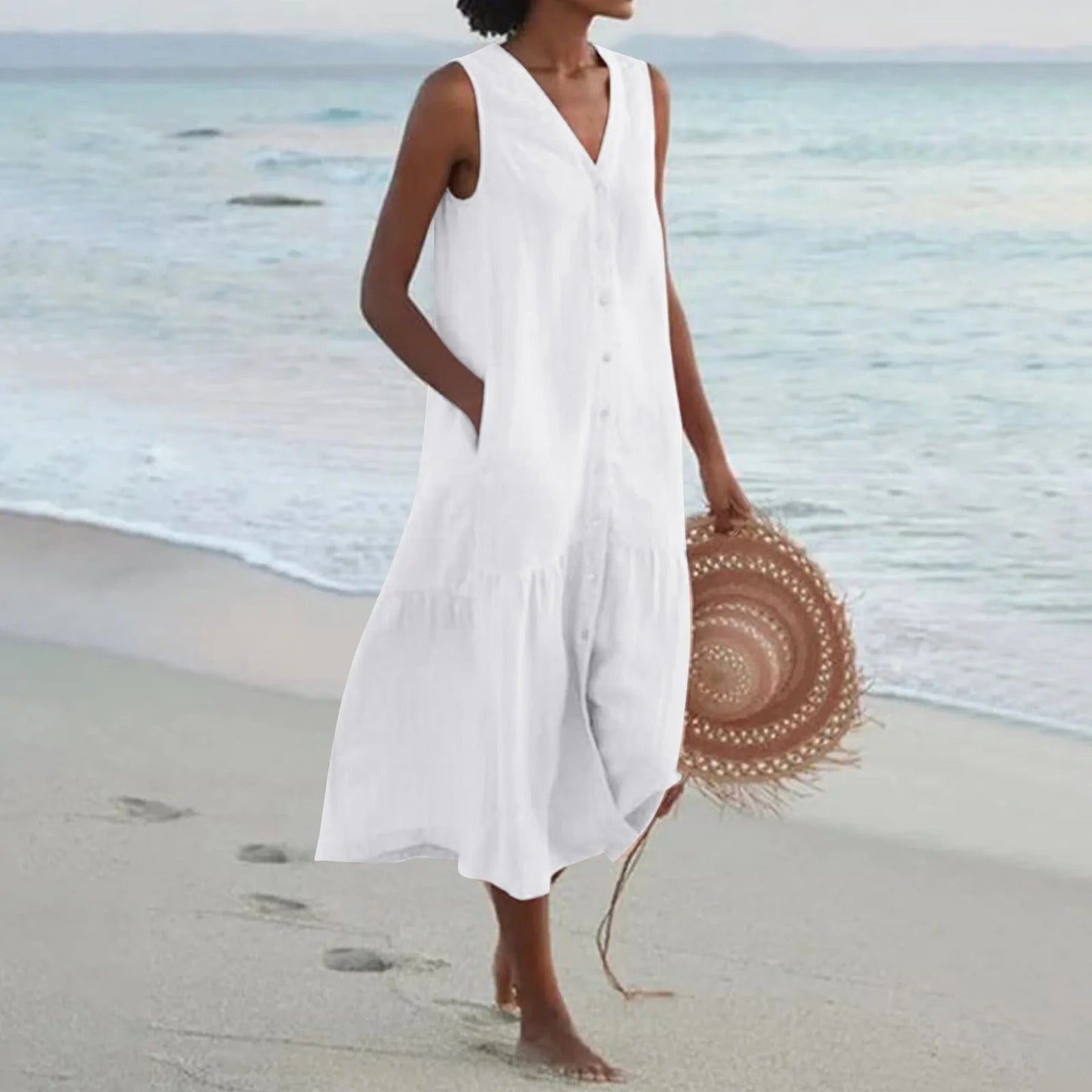 Tina | Women's Sleeveless A-Line Midi Dress
