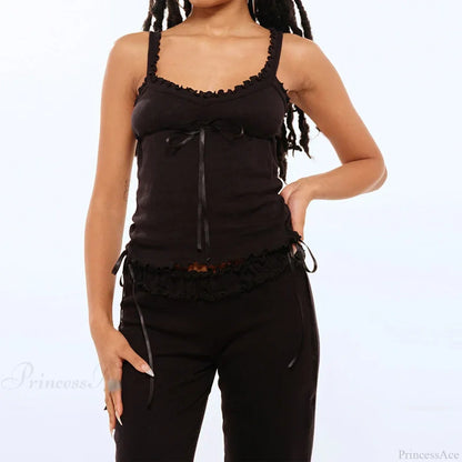 Tree Fungus Eyelet Sleeveless Cami Wide Leg Pants Two Pieces Set