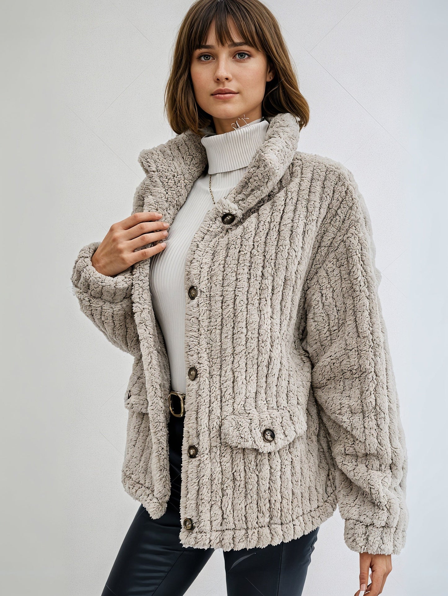 Esther | Cardigan with buttons in double-face velvet