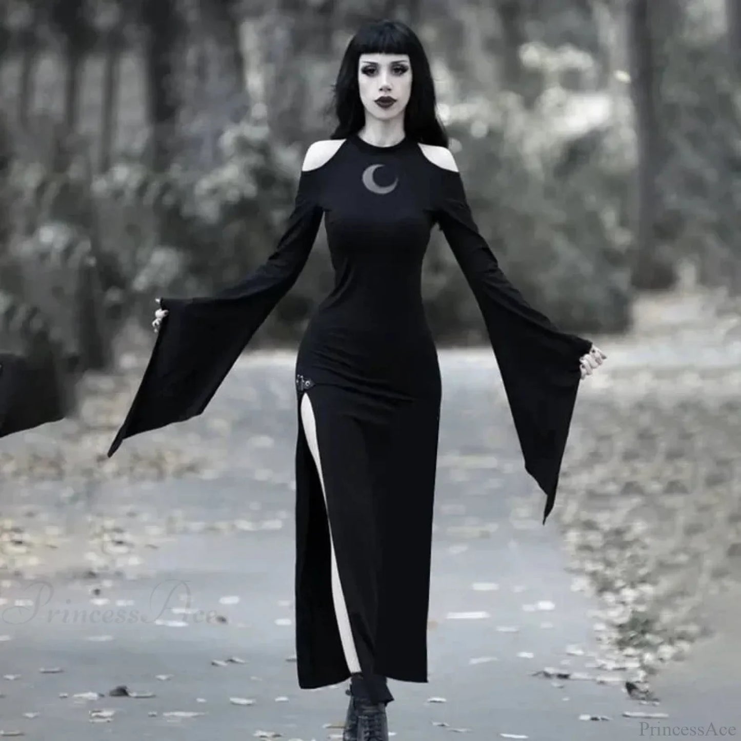 Trumpet Sleeve Lunar Maxi Dress