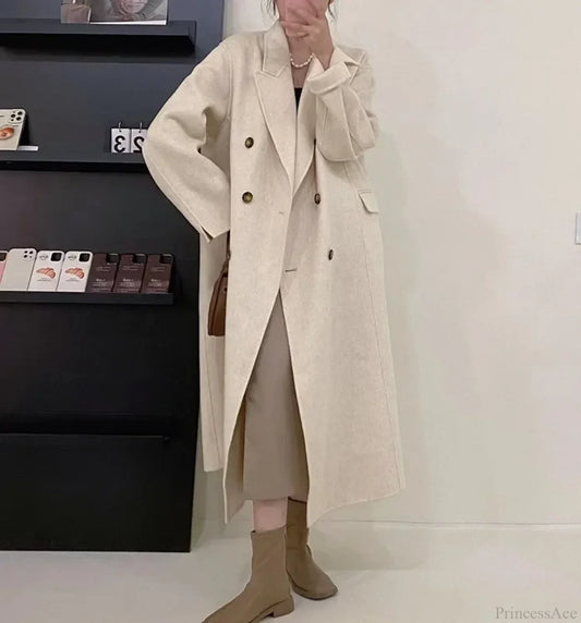 Turn-Down Collar Cashmere Wool Overcoat