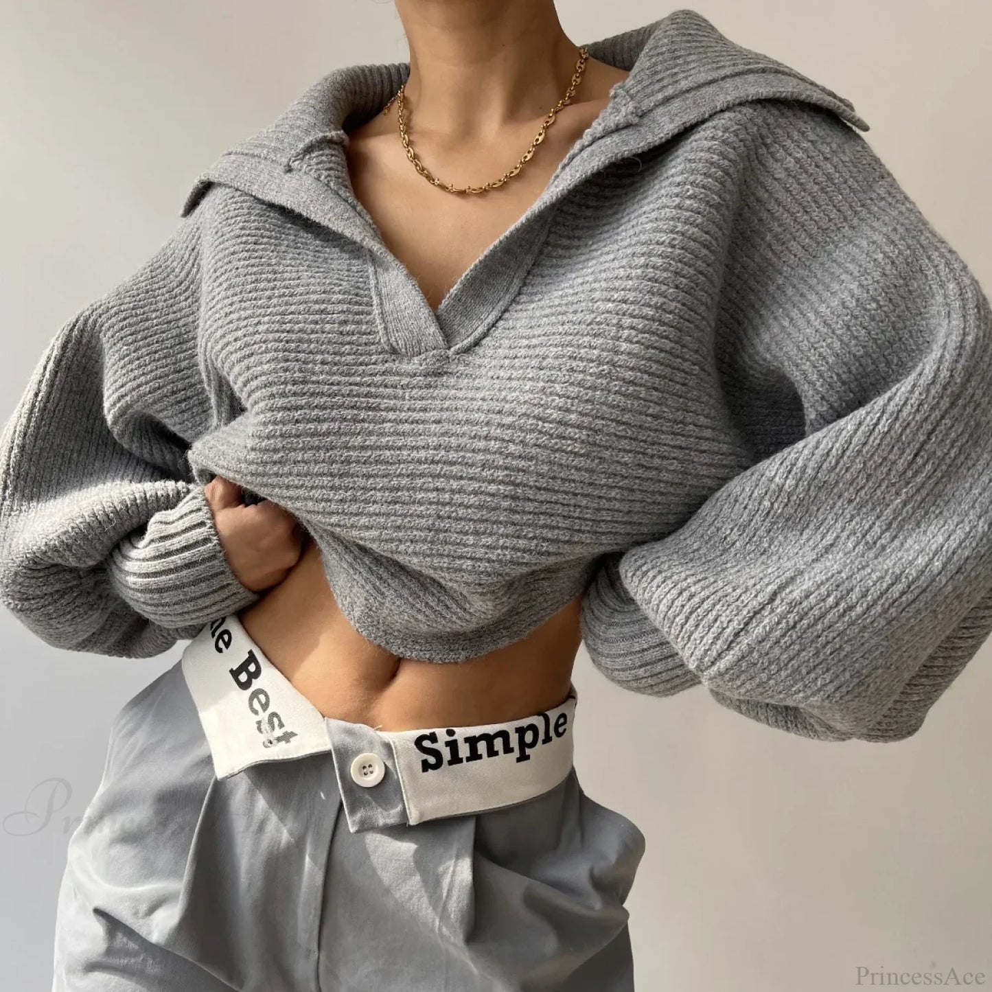V-neck Warm White Sweater