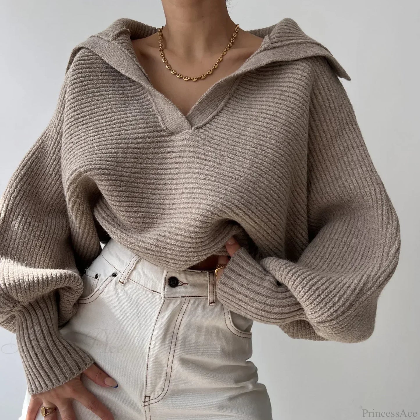 V-neck Warm White Sweater