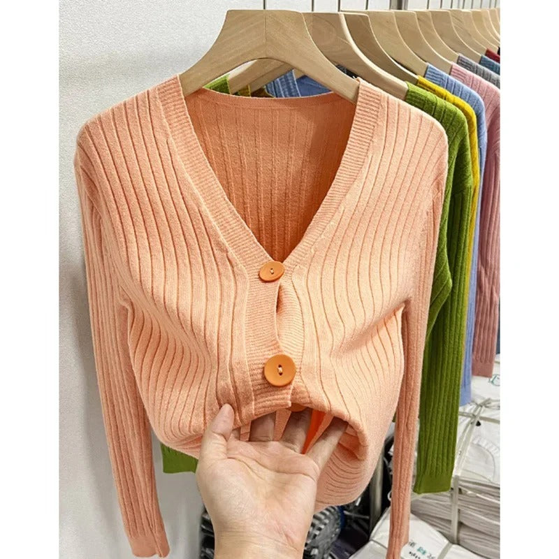 Marta | Casual women's sweater in pink, orange and blue for winter