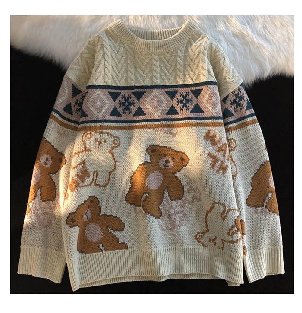 Sabina | Women's sweater with bear motif and Norwegian print