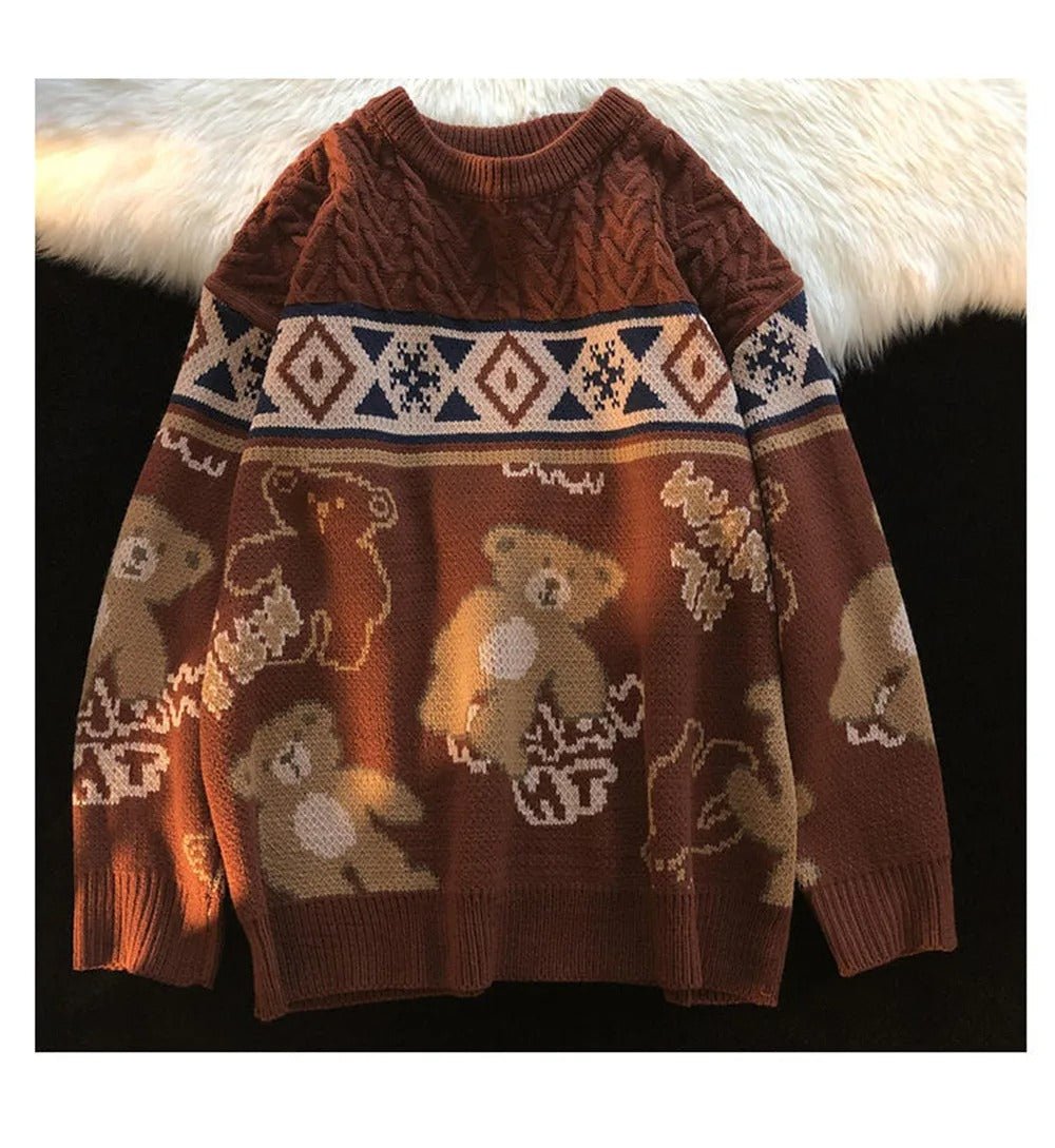 Katrin® | Women's sweater with bear motif and Norwegian print