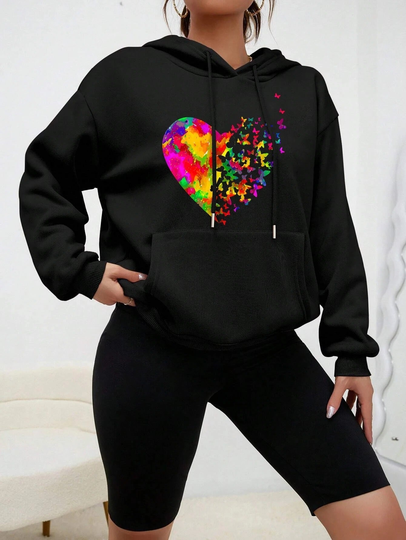 Hildegard | Calypso hoodie with colorful butterfly heart print