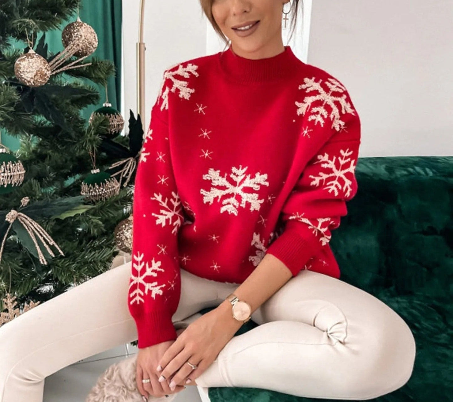 Annelie | Women's winter sweater with a snowflake pattern