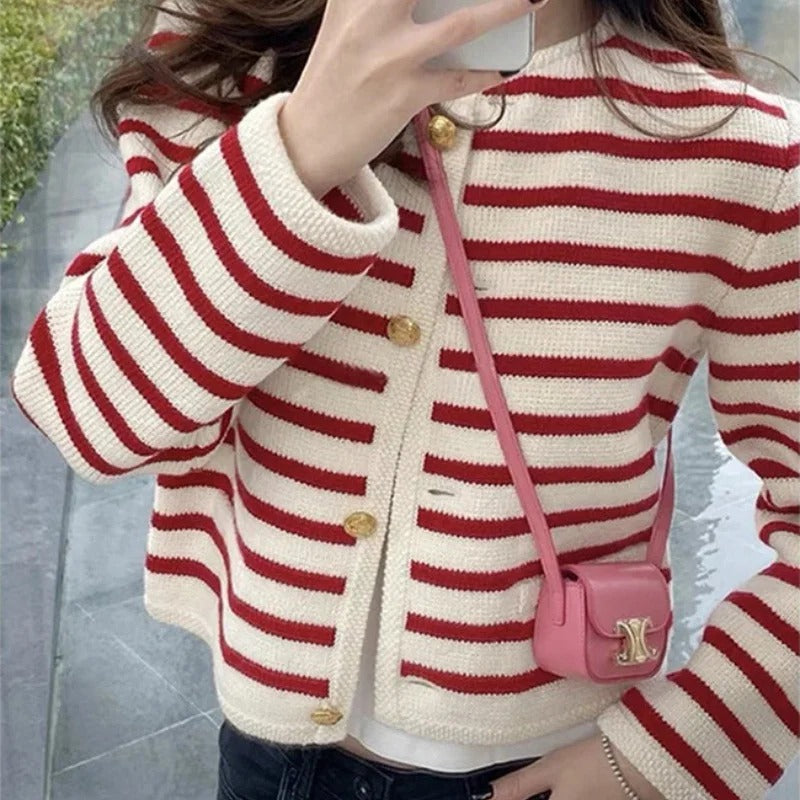 Paola | Striped cardigan with gold buttons