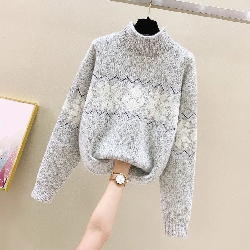 Birgit | Knitted sweater with snowflake print