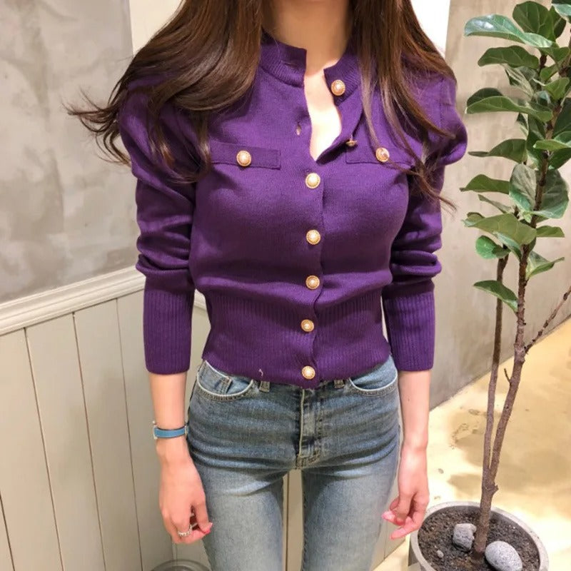Claudette | Elegant women's cardigan jacket with pearl buttons