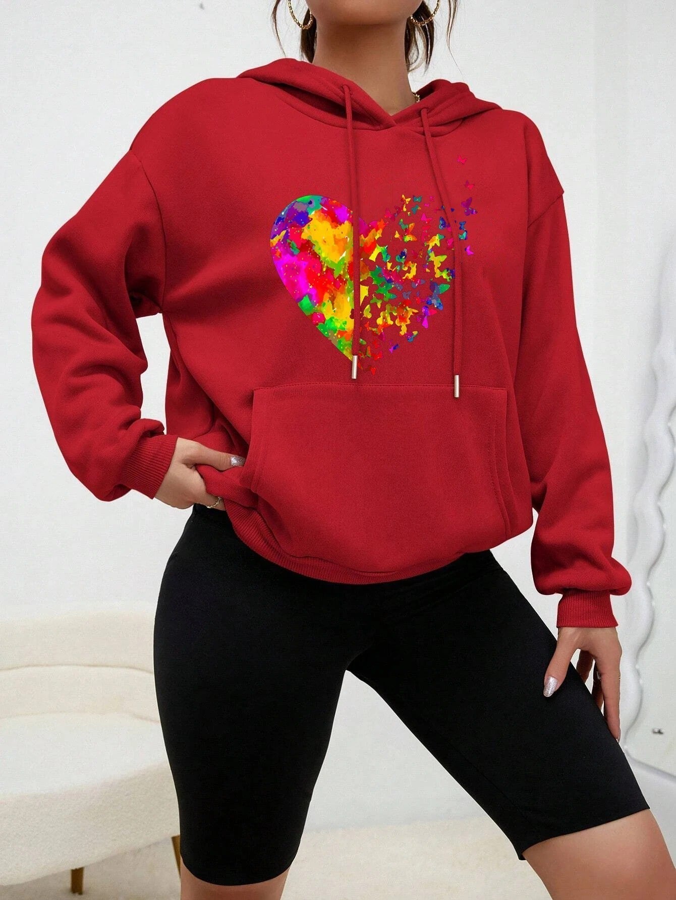 Hildegard | Calypso hoodie with colorful butterfly heart print