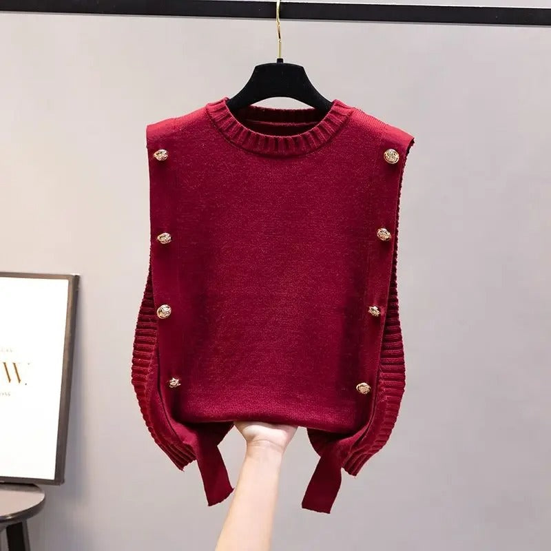 Lucía | Sleeveless knitted vest for women with a round neckline