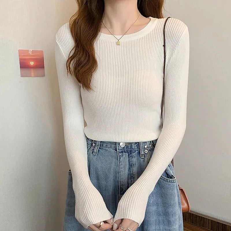 Marion | Women's slim fit long sleeve sweater with square neckline
