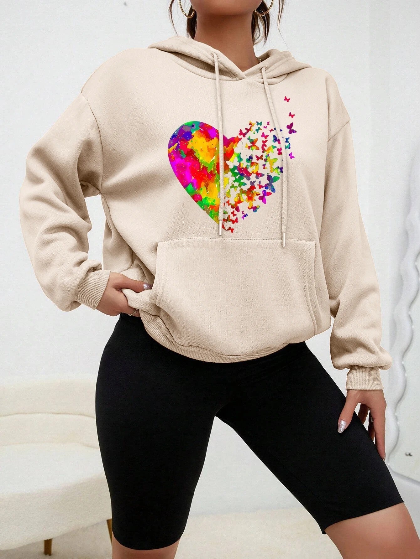 Hildegard | Calypso hoodie with colorful butterfly heart print