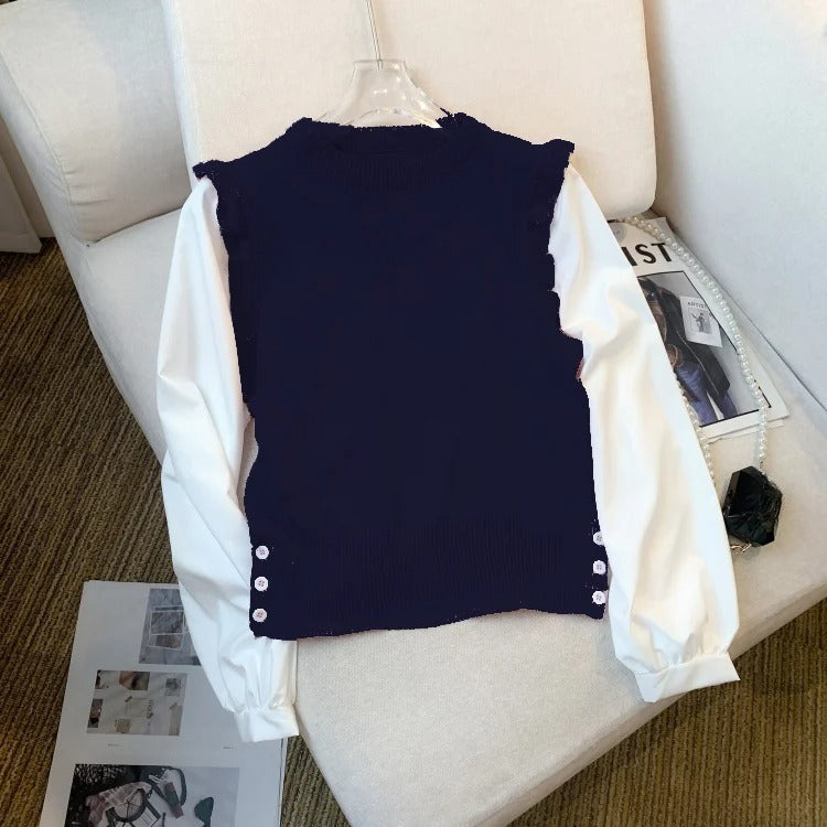 Carolina | Women's knitted vest with ruffle detail