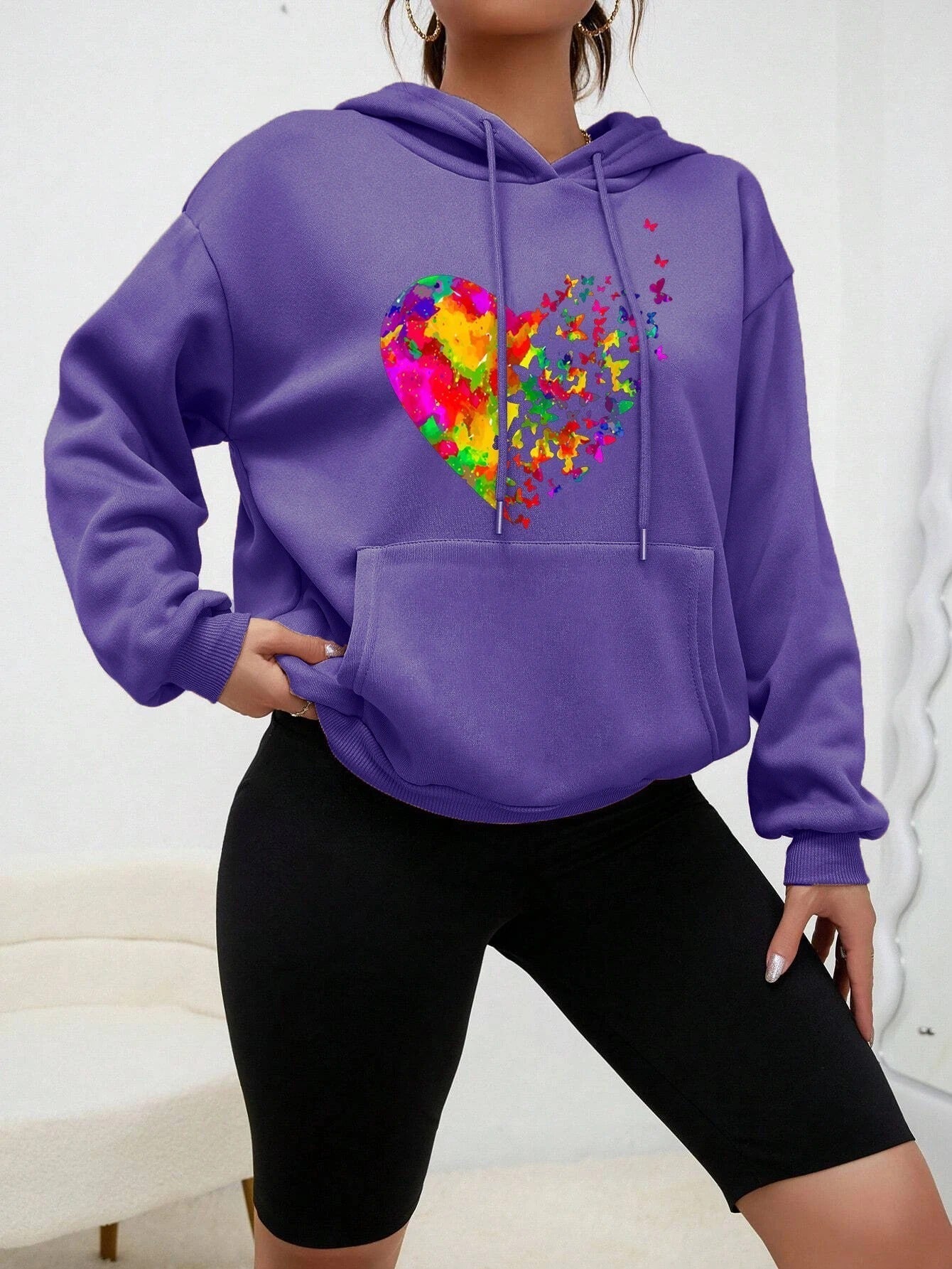 Hildegard | Calypso hoodie with colorful butterfly heart print