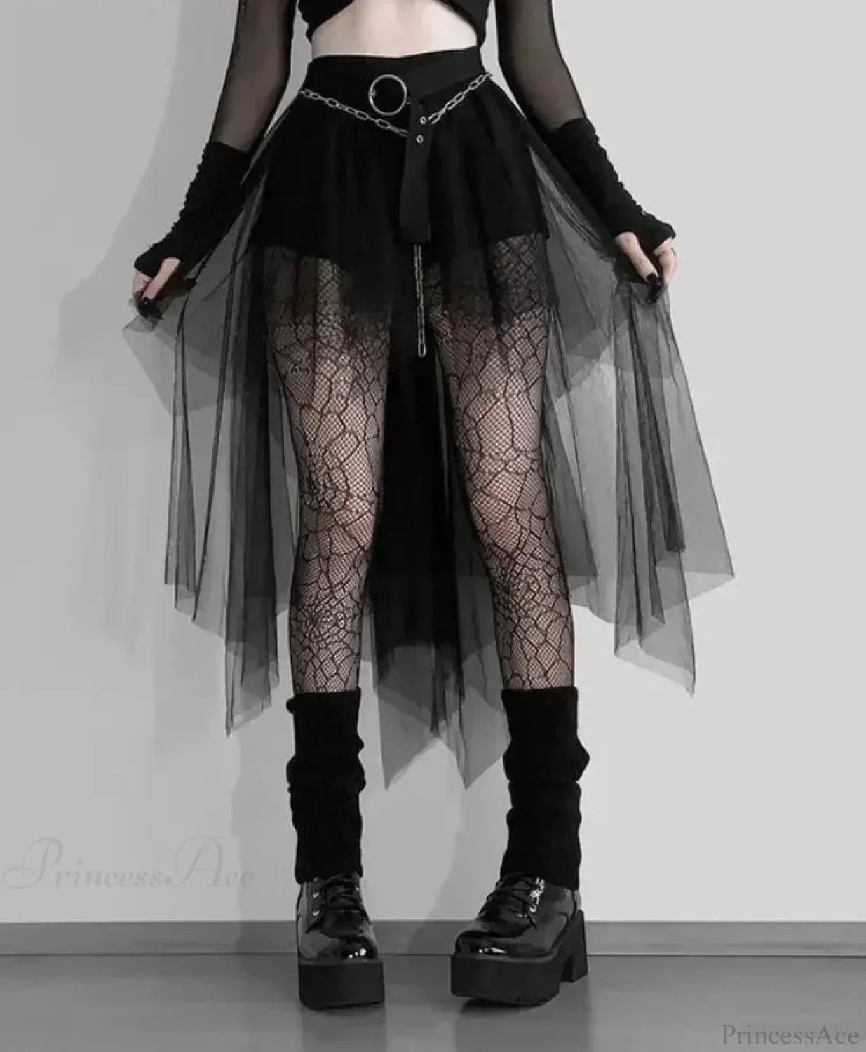 Velvet Lace Patchwork Trumpet Skirt