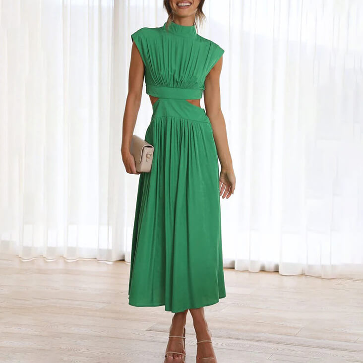 Claudia® | Pleated Dress With High Neck