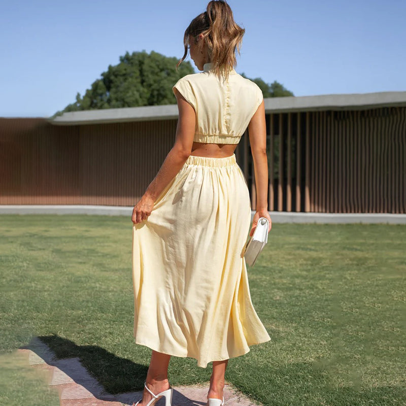 Brenda® | Pleated Dress With High Neck