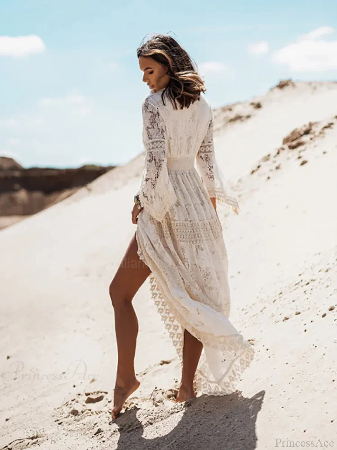 Vintage Embroidery Loose White Red Boho Dress