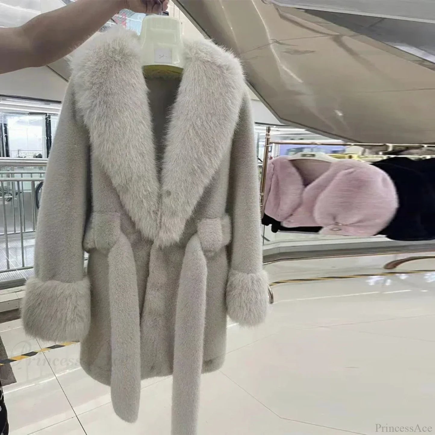 Vintage Fox Fur Belted Luxury Coat