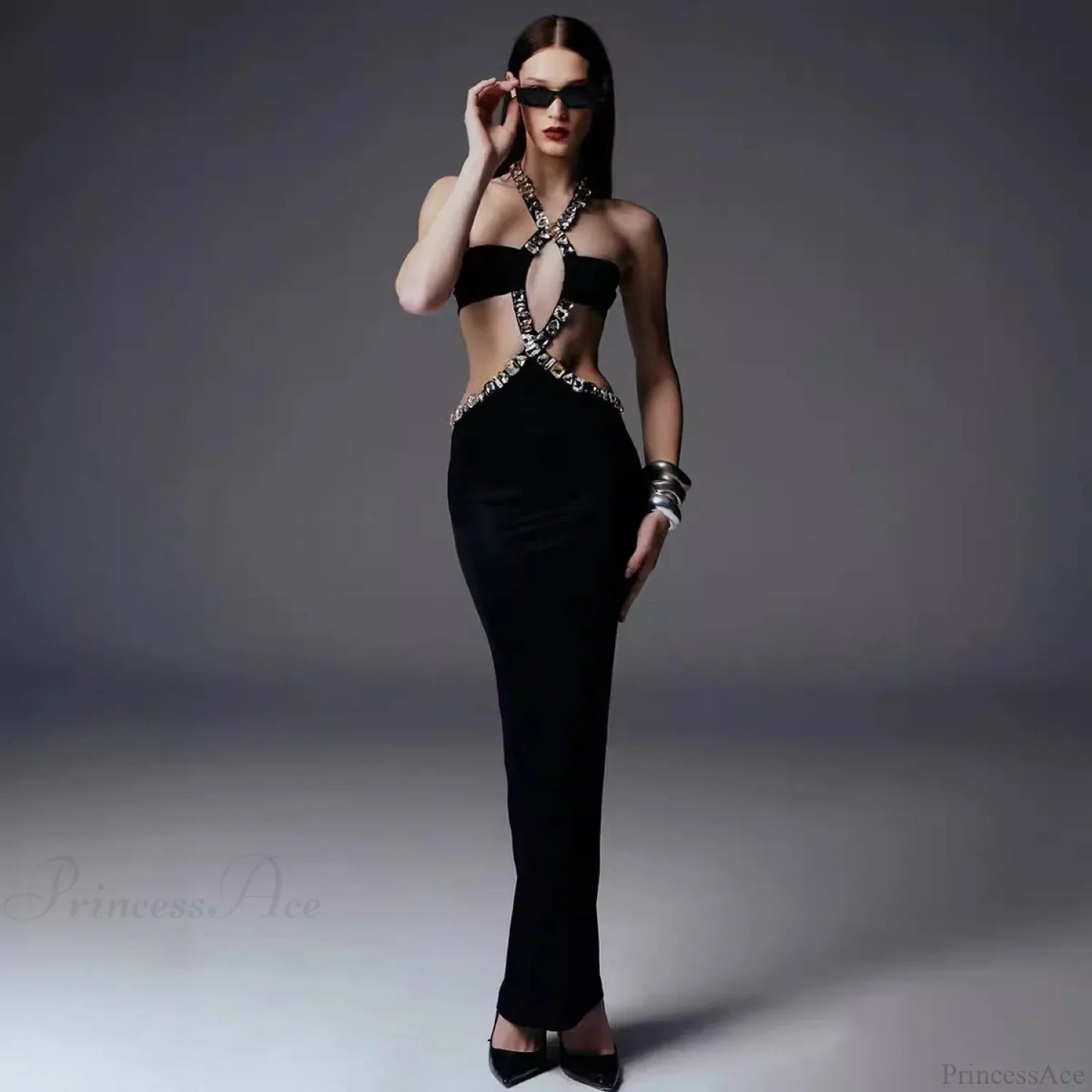 Vintage Gothic Strapless Bodycon Beaded Prom Dress