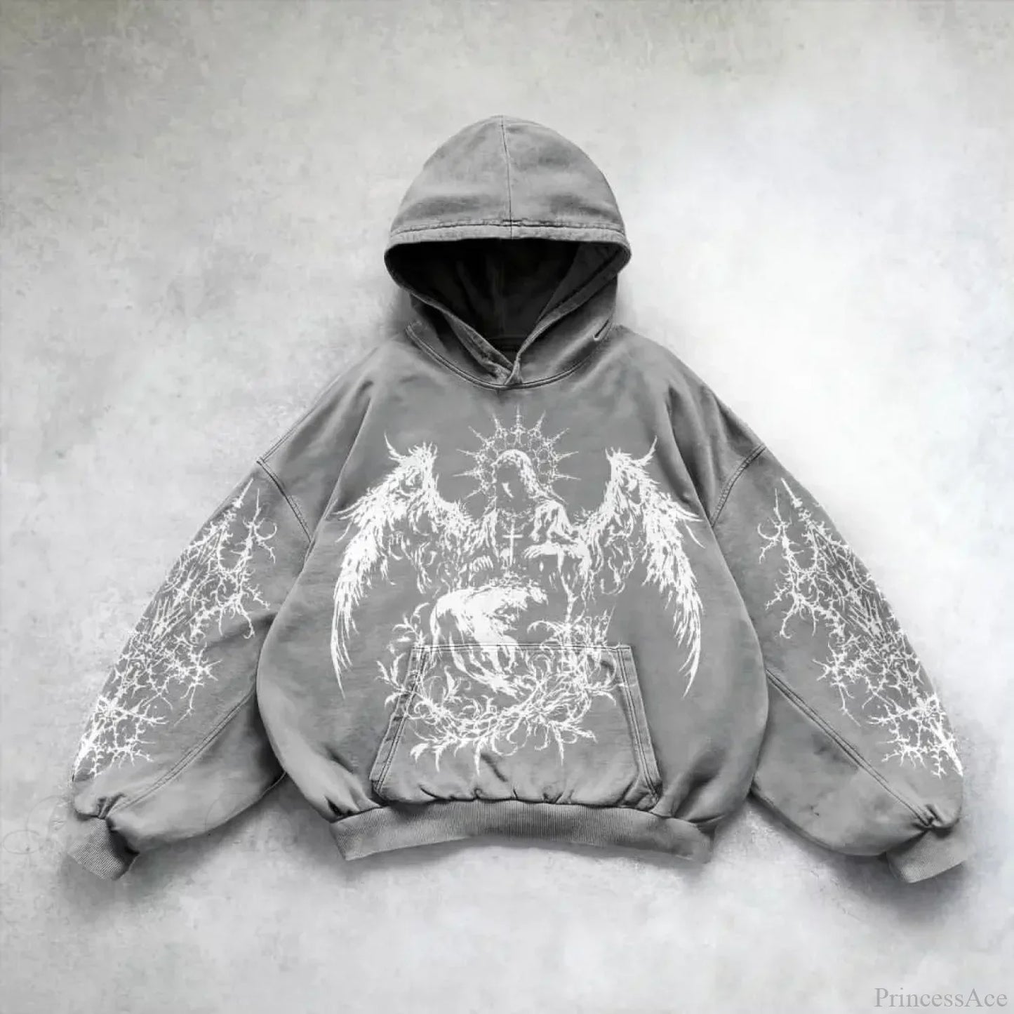 Vintage Punk Printed Casual Hoodie