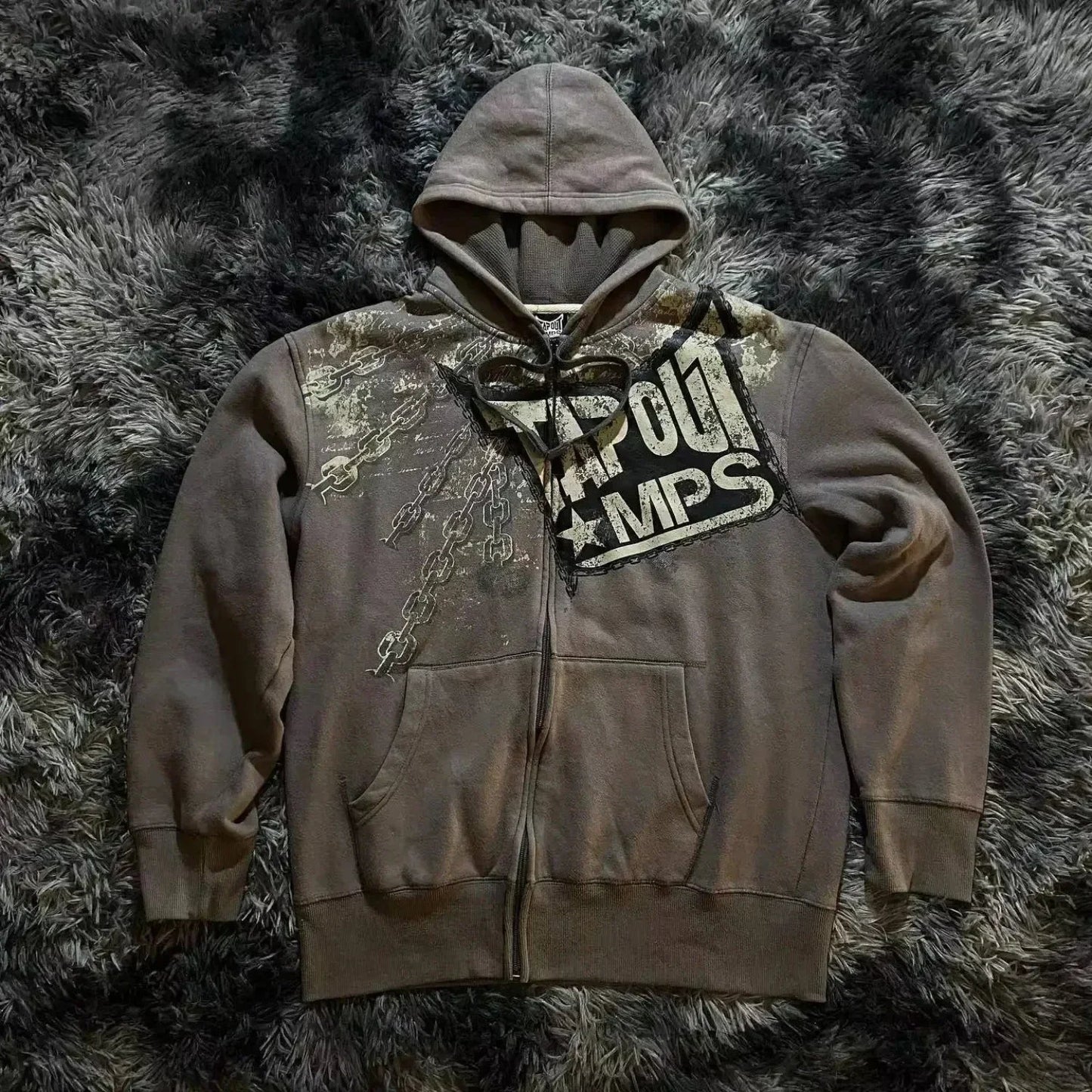 Vintage Skull Rose Print Hoodie