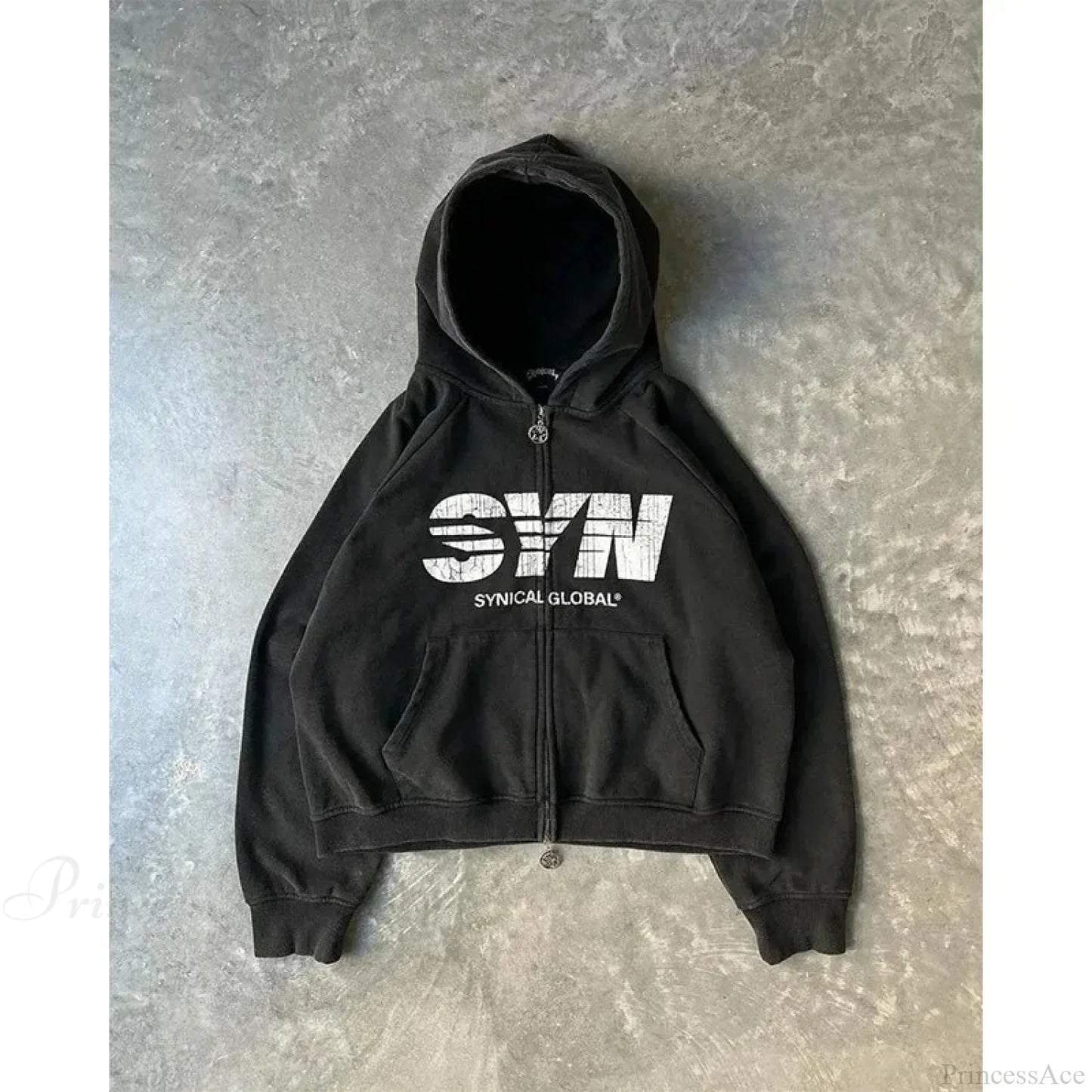 Vintage Skull Rose Print Hoodie