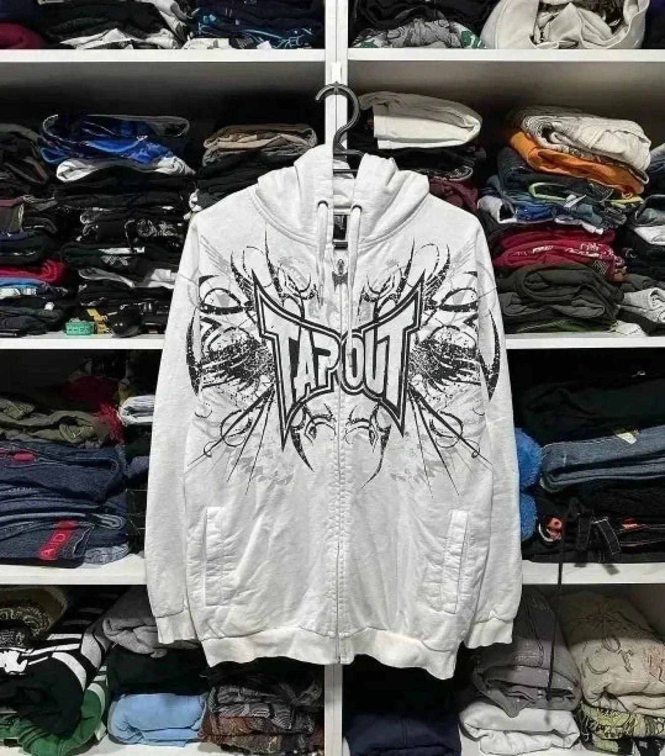 Vintage Y2K Graphic Gothic Zipper Hooded Sweatshirt